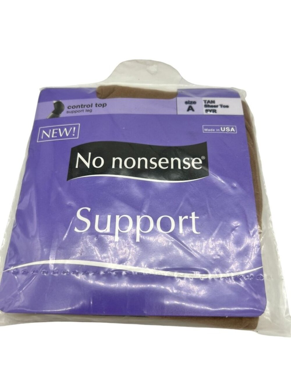 NEW No Nonsense Sheer Toe Control Top Support Pantyhose Size A Tan Lightweight